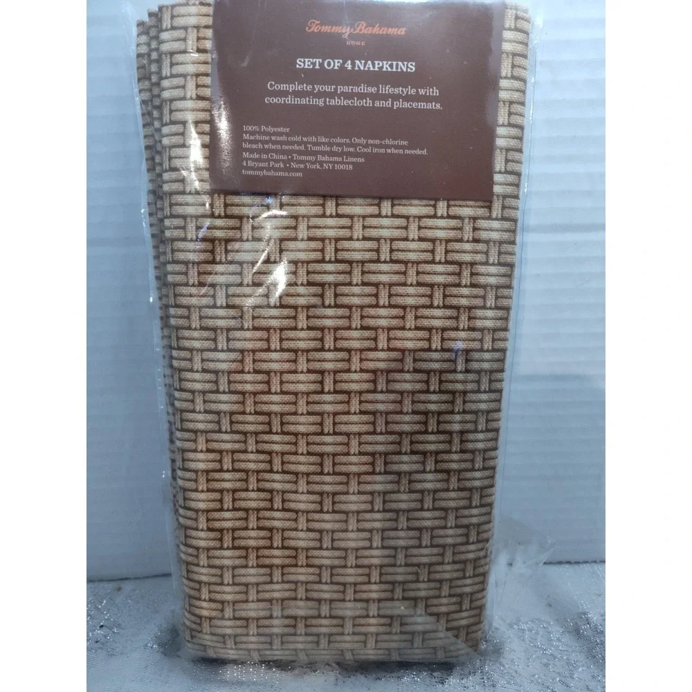 Tommy Bahama Cloth Napkins Brown‎ Weave 100% Polyester Set of 4